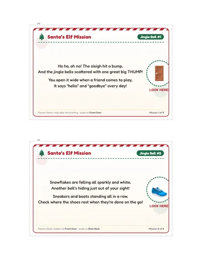 Santa’s Jingle Bell Rescue printable hunt page