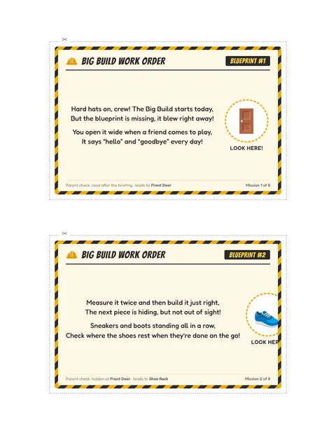 Construction Crew Big Build printable cards page