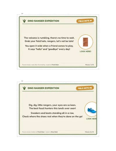 Dino Fossil Recovery Mission printable hunt page