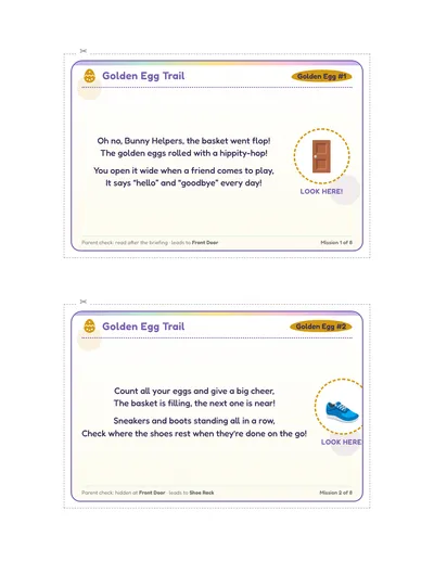 Golden Egg Easter Hunt printable hunt page