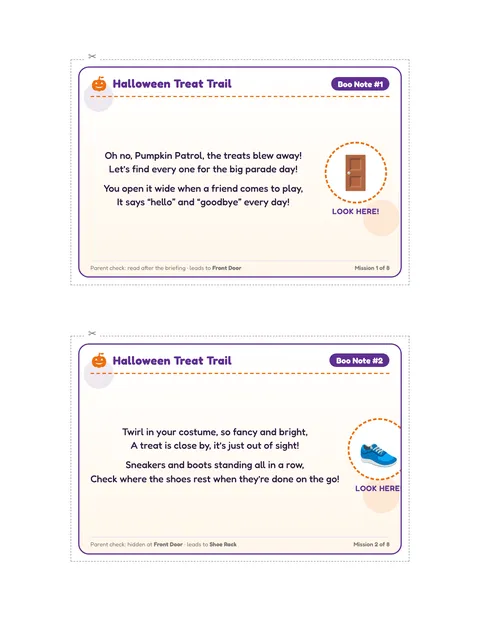 Not-So-Spooky Halloween Hunt printable cards page