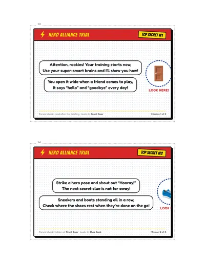 Superhero Secret HQ Trial printable hunt page