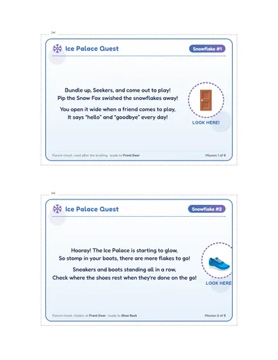 Ice Palace Snowflake Quest printable hunt page