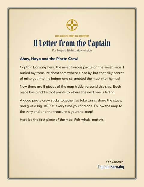 Pirate Captain’s Lost Ledger printable briefing page